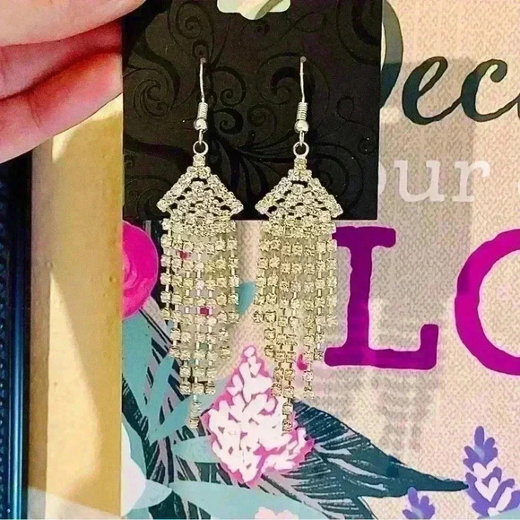 Sparkly Dangling Statement Earrings - Picture 1 of 4